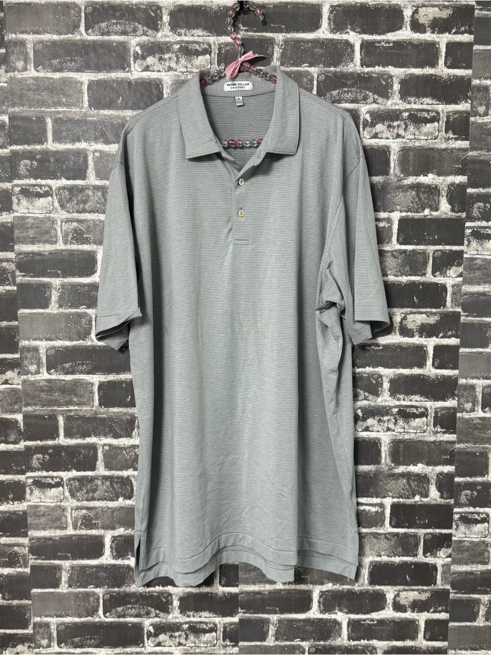 PETER MILLAR Summer Comfort polo shirt gray white stripe